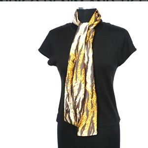 Dolce & Gabbana black knit top with attached tiger strip scarf